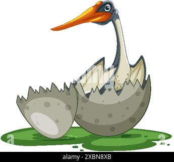 Newborn dinosaur emerging from its egg Stock Vector