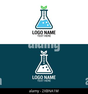 Medical laboratory Logo Science Labs Logo Design Bio organic lab logo Lab Logo Erlenmeyer Logo Stock Vector