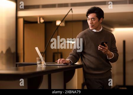 Businessman Working From Home Stock Photo