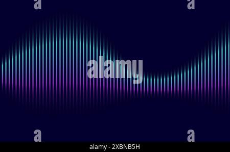 3D Vector wave lines pattern smooth curve flowing dynamic blue green gradient light isolated on black background for concept technology Stock Vector