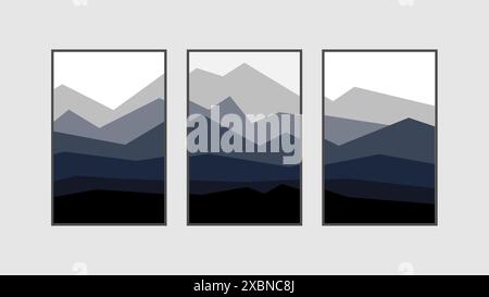 Set of 3 Minimalist wall art. Abstract geometric prints for boho aesthetic interior. Home decor wall prints Stock Vector