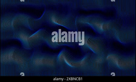 3D Vector wave lines pattern smooth curve flowing dynamic blue green gradient light isolated on black background for concept technology Stock Vector
