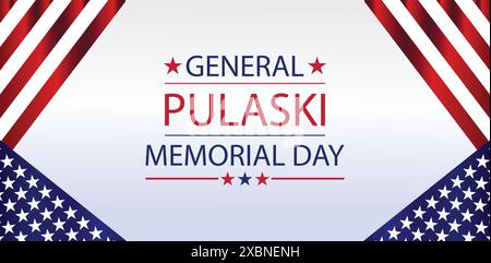 Honoring General Pulaski on Memorial Day USA Flag Tribute Stock Vector