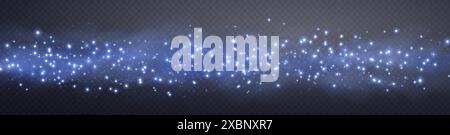 Blue glittering dots, particles, stars magic sparks. Glow flare light effect. Blue luminous points. Vector particles on transparent background. Stock Vector