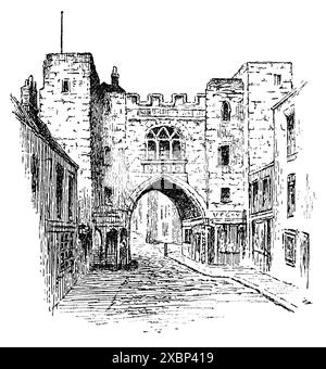 1891 vintage engraving of St. John's Gate in Clerkenwell, London. Stock Photo