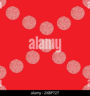 Vector seamless pompom pattern, white dots pompons or lights on red background. Minimalist pattern, repeating garland. Holiday pattern perfect for gif Stock Vector