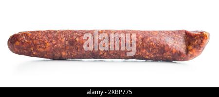 Smoked Sausage isolated On a White Background. Stock Photo
