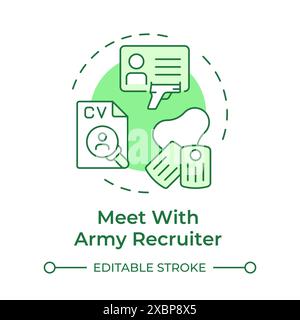 Meet with army recruiter green concept icon Stock Vector