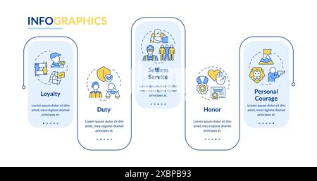 Army personal values rectangle infographic template Stock Vector