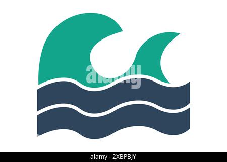 Wave icon. icon related to sea. solid icon style. water elements vector illustration Stock Vector