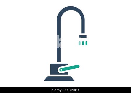 Faucet icon. icon related to dispensing. solid icon style. water elements vector illustration Stock Vector