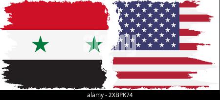 United States and Syria grunge flags connection, vector Stock Vector