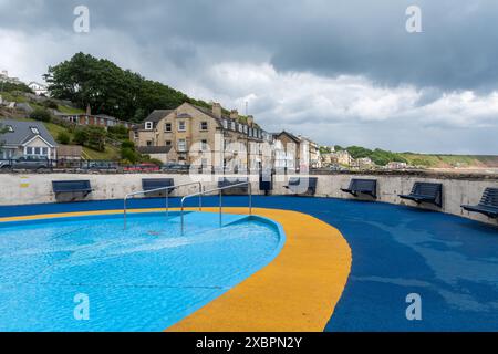 Paddling pool on Filey seafront or promenade, a visitor attraction in ...