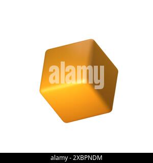 Abstract yellow 3D cube illustration, isolated on white background. Perfect for infographics, digital, and print materials. Modern, realistic, and Stock Vector