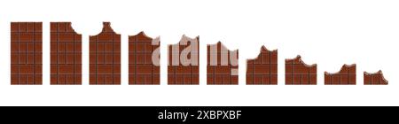 Set of Chocolate Bitten Bars on white background, realistic vector illustration close-up Stock Vector