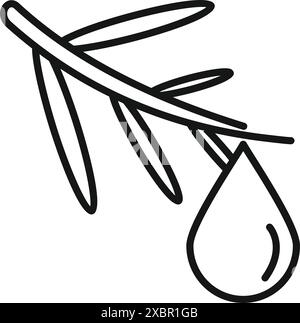 Olive branch is dripping a single drop of olive oil essence Stock Vector
