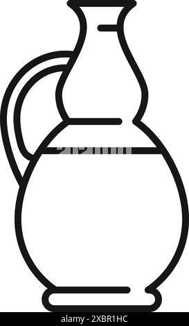 Simple line icon of a traditional carafe with a narrow neck holding water Stock Vector