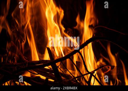 Close-up of a Wood fire Stock Photo