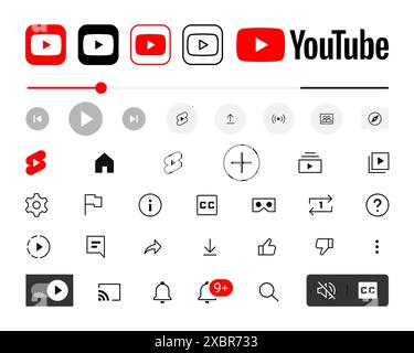 Collection set of youtube logo and Youtube notification bells for ...