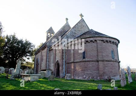 The church of St Mary and St David at Kilpeck in Herefordshire is a Norman Romanesque church, considered one of the finest examples of its kind Stock Photo