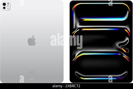 Apple iPad Pro in silver color, isolated on a transparent background ...