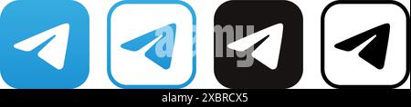 Set of Telegram mobile app icons, isolated on a white background, vector illustration. Telegram, is a cloud-based, cross-platform, encrypted instant m Stock Vector
