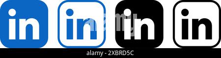 Set of LinkedIn mobile app icons, isolated on a white background, vector illustration. LinkedIn is a business and employment-focused social media plat Stock Vector