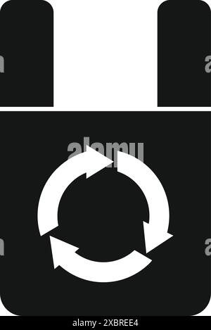 Simple black icon of a reusable bag with a recycle symbol advocating for environmental protection Stock Vector