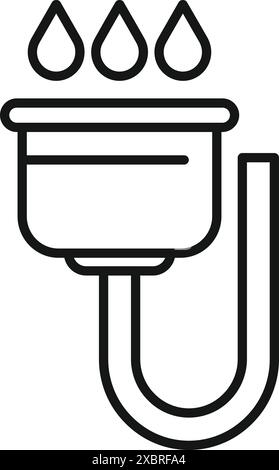 Plumbing siphon draining water into sewer system Stock Vector