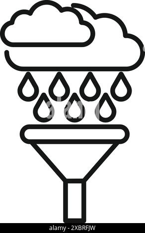 Cloud is raining into a funnel, representing data mining and the filtering of big data Stock Vector