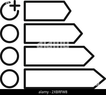 Adding task to list with right arrow buttons icon in outline style for web design isolated on white background Stock Vector