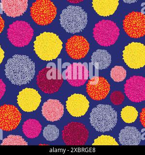 Vector Set of 8 Colorful Pom Poms Decorative Elements. Bobble, pom pom in pastel color, boho style. Surface pattern design. Stock Vector