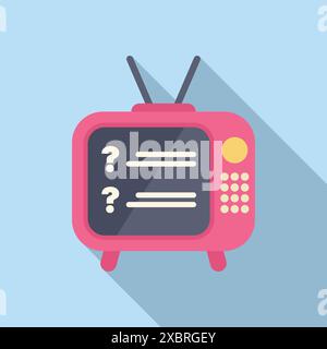 Retro style television set displaying question marks, hinting at unanswered questions and a sense of mystery Stock Vector