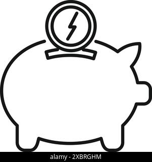 Outline style icon representing the concept of saving energy for future investments Stock Vector