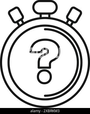 Simple stopwatch is showing a question mark, representing a time limit for answering a question Stock Vector