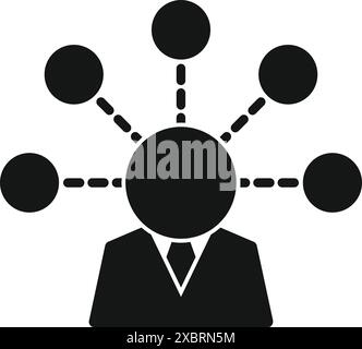 Businessman is managing multiple connections, symbolizing multitasking, efficiency, and organizational skills in a business setting Stock Vector