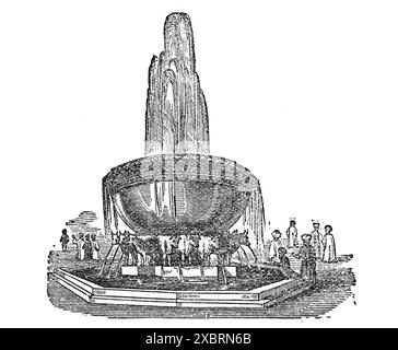 Illustration of the Supposed form of the Brazen Sea a Large Basin that stood in the Inner Court of the Temple of Jerusalem for the Priests to do their Stock Photo