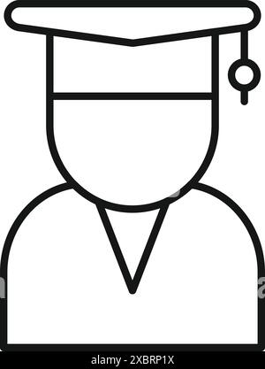 Simple icon of a young graduate wearing a graduation cap, perfect for educational content Stock Vector