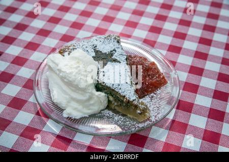 Chocolate cake with raspberry jam and cream Stock Photo