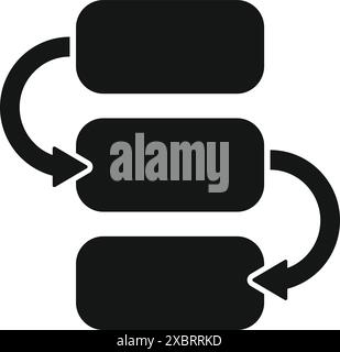 Three blank elements of a workflow process are connected by arrows going back and forth Stock Vector