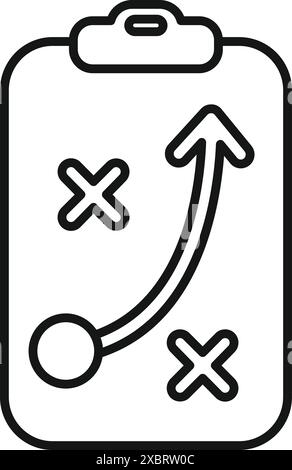 Line icon of a clipboard with a strategy drawn on it, representing business planning and decision making Stock Vector
