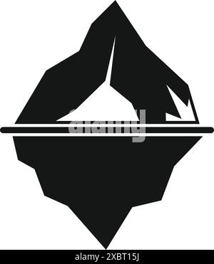 Simple black and white icon of an iceberg floating with a small part visible above water Stock Vector