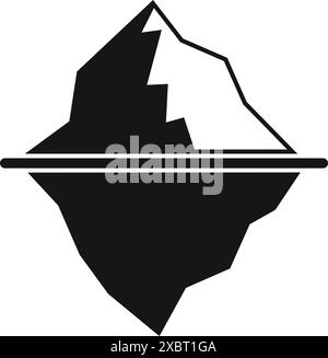 Black solid icon for iceberg with its underwater part, floating on water Stock Vector