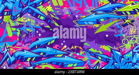 Cool Trendy Abstract Hip Hop Urban Street Art Graffiti Style Vector Illustration Background Template Stock Vector