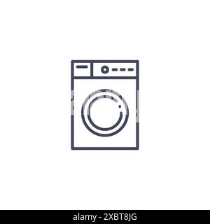 Washing machine outline icon. Line art washing machine household design vector icon. Stock Vector