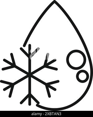 Simple line icon representing a water drop freezing, perfect for explaining the concept of freezing point Stock Vector