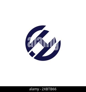 letter ch circle line geometric simple logo vector Stock Vector