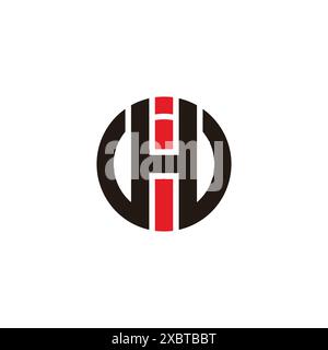 letter hi ih circle colorful geometric stripes logo vector Stock Vector
