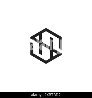 letter sh simple hexagon dimensional logo vector Stock Vector