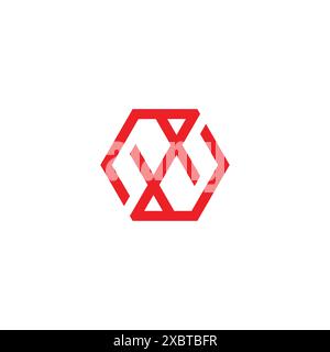 letter zh linked hexagon red geometric logo vector Stock Vector